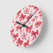 Blooming Bows - Bloemen en lint patroon Ronde Klok (Hoek)