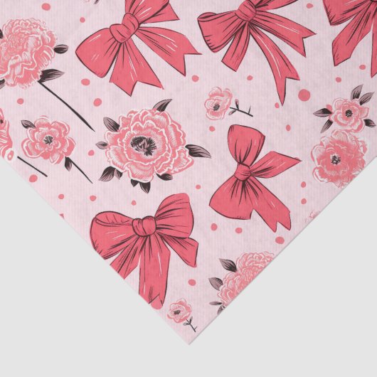 Blooming Bows - Bloemen en lint patroon Tissuepapier (Detail)