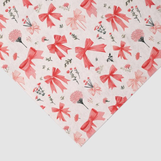 Blooming Bows - Bloemen en lint patroon Tissuepapier (Detail)