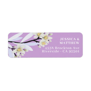 Blooming Branch Floral Tangerine Flowers Lila Etiket