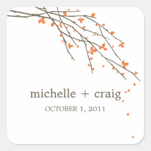 Blooming Branches Favor Stickers - Oranje