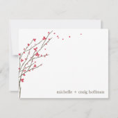 Blooming Branches platte dank - Cerise Bedankkaart (Voorkant)