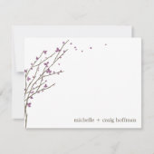 Blooming Branches platte dank u kaart - plum Notitiekaartje (Voorkant)