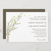 Blooming Branches Wedding Invitation - Limoen Kaart (Voorkant / Achterkant)