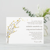 Blooming Branches Wedding Invitation - Mustard Kaart (Staand voorkant)