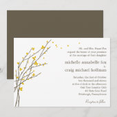 Blooming Branches Wedding Invitation - Mustard Kaart (Voorkant / Achterkant)