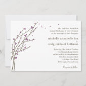 Blooming Branches Wedding Invitation - Plum Kaart (Voorkant)
