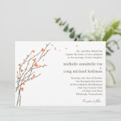 Blooming Branches Wedding Invitation - Sinaasappel Kaart (Staand voorkant)
