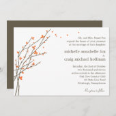 Blooming Branches Wedding Invitation - Sinaasappel Kaart (Voorkant / Achterkant)