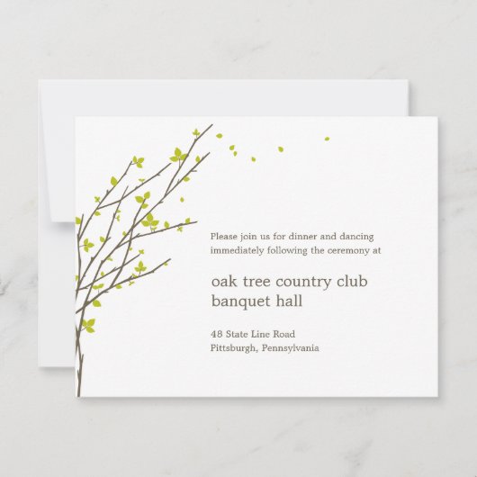 Blooming Branches Wedding Reception Card - Limoen Kaart (Voorkant)
