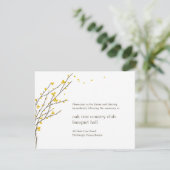 Blooming Branches Wedding Reception Card - Mustard Kaart (Staand voorkant)