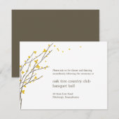 Blooming Branches Wedding Reception Card - Mustard Kaart (Voorkant / Achterkant)