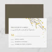 Blooming Branches Wedding RSVP Card - Mustard (Voorkant / Achterkant)