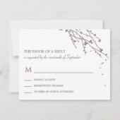 Blooming Branches Wedding RSVP Card - Plum (Voorkant)