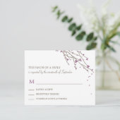 Blooming Branches Wedding RSVP Card - Plum Kaartje (Staand voorkant)