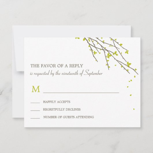 Blooming Branches Wedding RSVP-kaart - Limoen RSVP Kaartje (Voorkant)