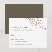 Blooming Branches Wedding RSVP-kaart - Oranje RSVP Kaartje (Voorkant / Achterkant)