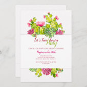 Blooming Cactus Birthday Party Invitation Kaart (Voorkant / Achterkant)