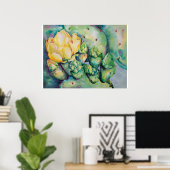 Blooming Cactus Poster (Thuiskantoor)