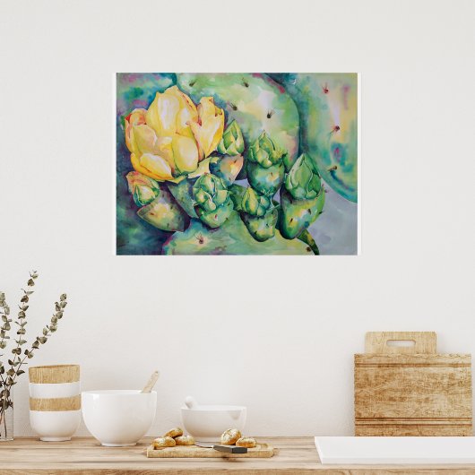 Blooming Cactus Poster (Keuken)