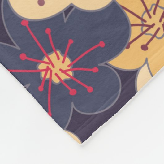 blooming cherry and butterflies seamless pattern.  fleece deken (Hoek)