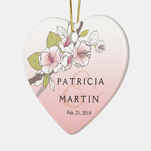 Blooming Cherry Blossom Foto roze Keramisch Ornament (Links)