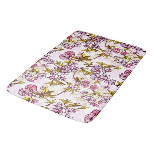 Blooming Cherry Blossom Pattern Badmat (Gekanteld)
