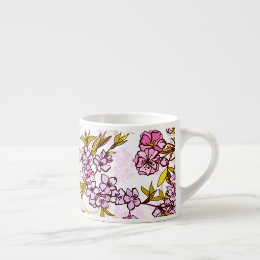Blooming Cherry Blossom Pattern  Espresso Kop (Rechts)