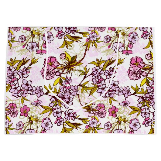 Blooming Cherry Blossom Pattern Groot Cadeauzakje (Voorkant)