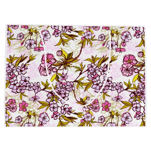 Blooming Cherry Blossom Pattern Groot Cadeauzakje (Achterkant)