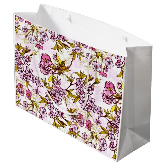 Blooming Cherry Blossom Pattern  Groot Cadeauzakje (Achterkant Gekanteld)