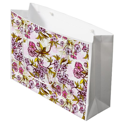 Blooming Cherry Blossom Pattern Groot Cadeauzakje (Voorkant Gekanteld)