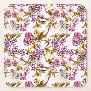 Blooming Cherry Blossom Pattern Kartonnen Onderzetters