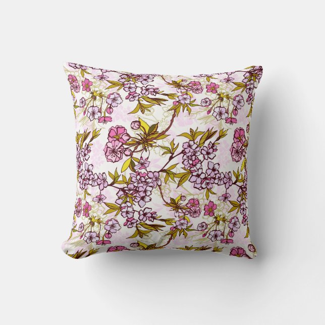 Blooming Cherry Blossom Pattern Kussen (Voorkant)