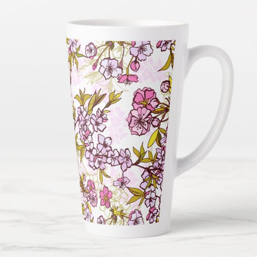 Blooming Cherry Blossom Pattern Latte Mok (Rechts)