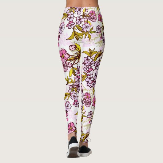 Blooming Cherry Blossom Pattern Leggings (Achterkant)