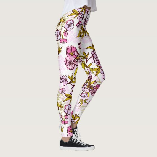 Blooming Cherry Blossom Pattern Leggings (Rechts)