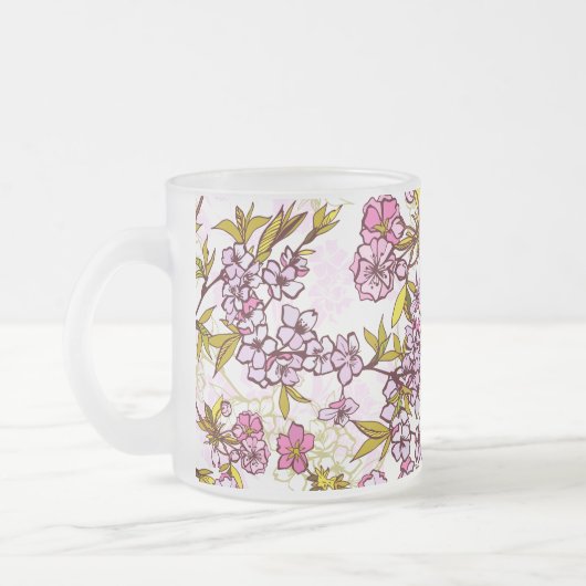 Blooming Cherry Blossom Pattern  Matglas Koffiemok (Links)