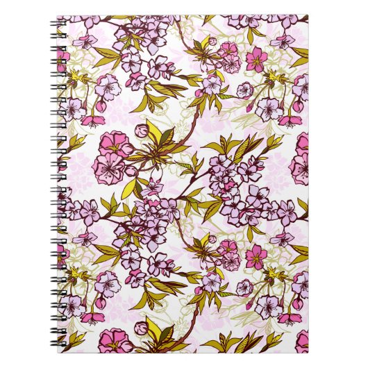 Blooming Cherry Blossom Pattern Notitieboek (Voorkant)