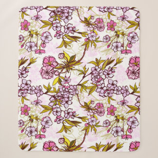 Blooming Cherry Blossom Pattern  Sherpa Deken