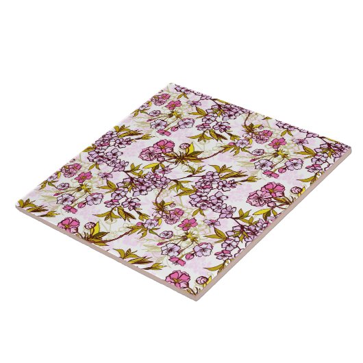 Blooming Cherry Blossom Pattern Tegeltje (Zijkant)