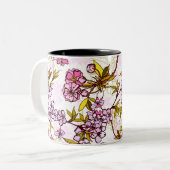Blooming Cherry Blossom Pattern Tweekleurige Koffiemok (Voorkant links)