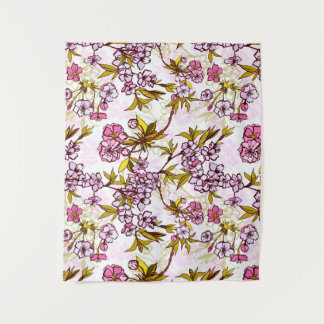 Blooming Cherry Blossom Pattern  Wandkleed