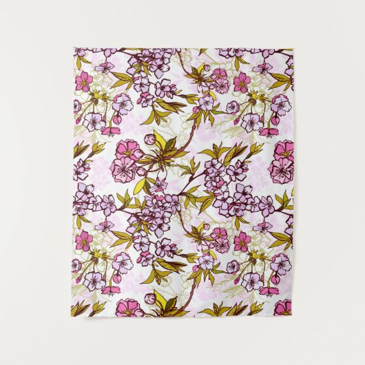 Blooming Cherry Blossom Pattern  Wandkleed (Voorkant)