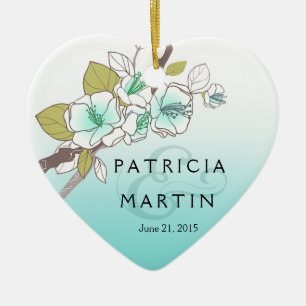 Blooming Cherry Blossom Photo aqua Keramisch Ornament