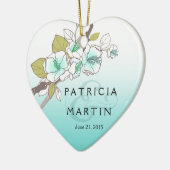 Blooming Cherry Blossom Photo aqua Keramisch Ornament (Links)