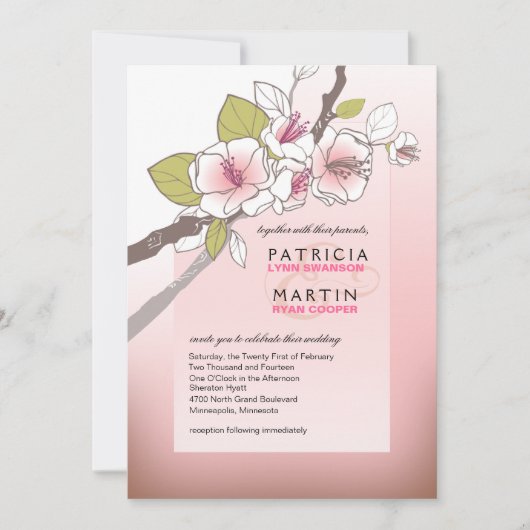 Blooming Cherry Blossom Weddenschap roze Kaart (Voorkant)