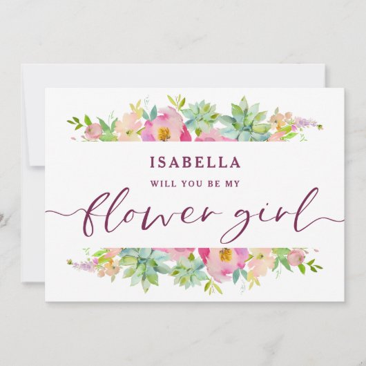 Blooming Chic Floral Bloemenmeisje Voorstel Kaart (Voorkant)