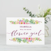 Blooming Chic Floral Bloemenmeisje Voorstel Kaart (Staand voorkant)