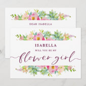 Blooming Chic Floral Bloemenmeisje Voorstel Kaart (Voorkant / Achterkant)